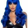 Leg Avenue Vivid Blue Long Wavy Costume Wig With Bangs Costumes