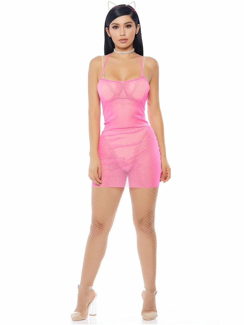 Forplay Sexy Neon Pink Mesh Cami Mini Dress 2 Forplay Sexy Neon Pink Mesh Cami Mini Dress