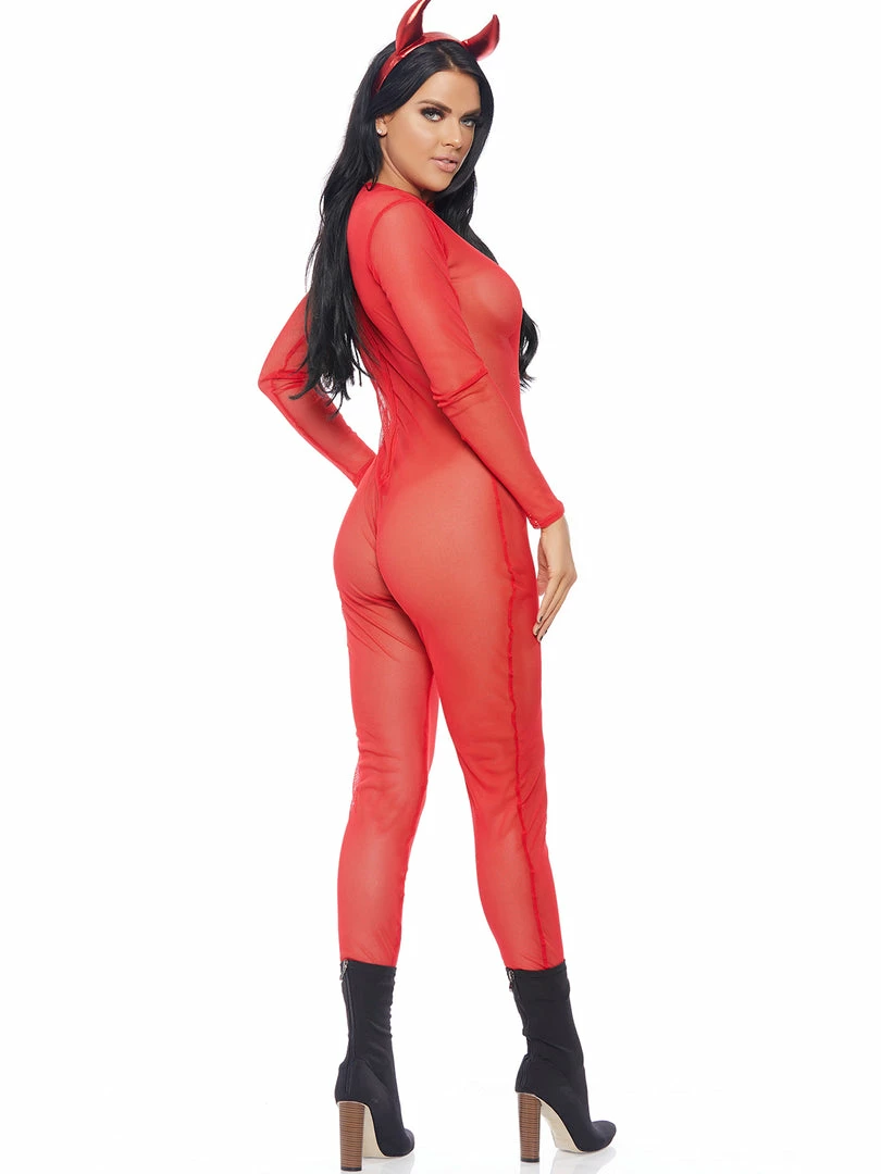 Forplay Red Sheer Mesh Micronet Catsuit Costumes 3 Forplay Red Sheer Mesh Micronet Catsuit Costumes