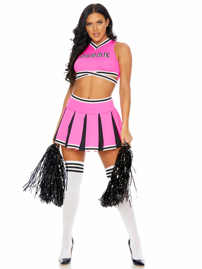 Forplay Score! 4 Piece Sexy Pink Cheerleading Costume 4 Forplay Score! 4 Piece Sexy Pink Cheerleading Costume