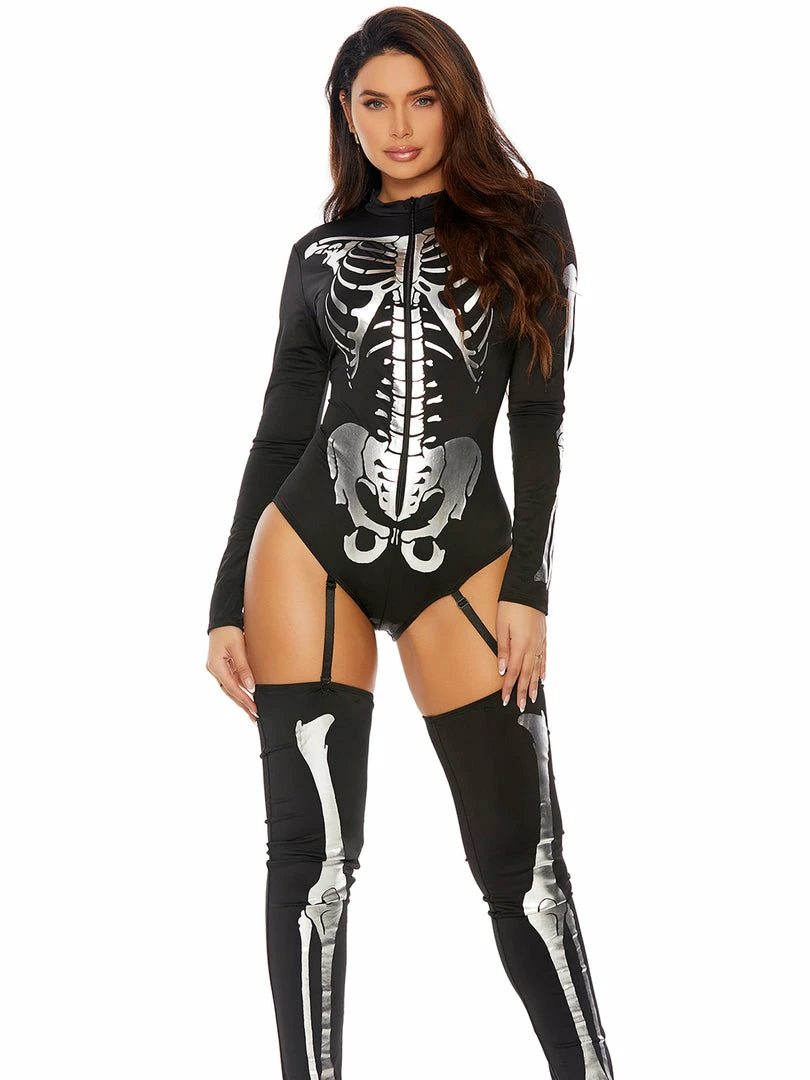 Forplay Pick A Bone Sexy Skeleton Zipfront Bodysuit Costume
