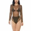 Forplay Womens Sexy Leopard Print Micronet Bodysuit Costume Costumes