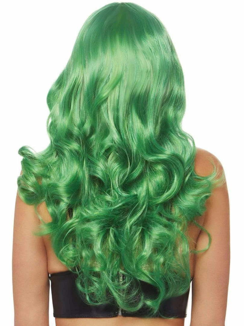Leg Avenue Vivid Green Long Wavy Wig With Bangs 2 Leg Avenue Vivid Green Long Wavy Wig With Bangs