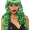 Leg Avenue Vivid Green Long Wavy Wig With Bangs