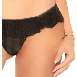 Leg Avenue Up All Night Lace Ruffle Bralette Lingerie Set With Matching G-string