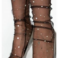 Leg Avenue Hosiery Midnight Sheer Tulle Star And Moon Socks In Black