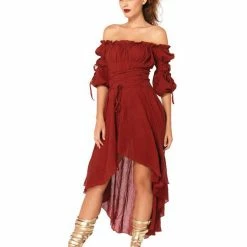 Leg Avenue Gauze Pirate Wench Peasant Dress Burgundy Red 8 Leg Avenue Gauze Pirate Wench Peasant Dress Burgundy Red