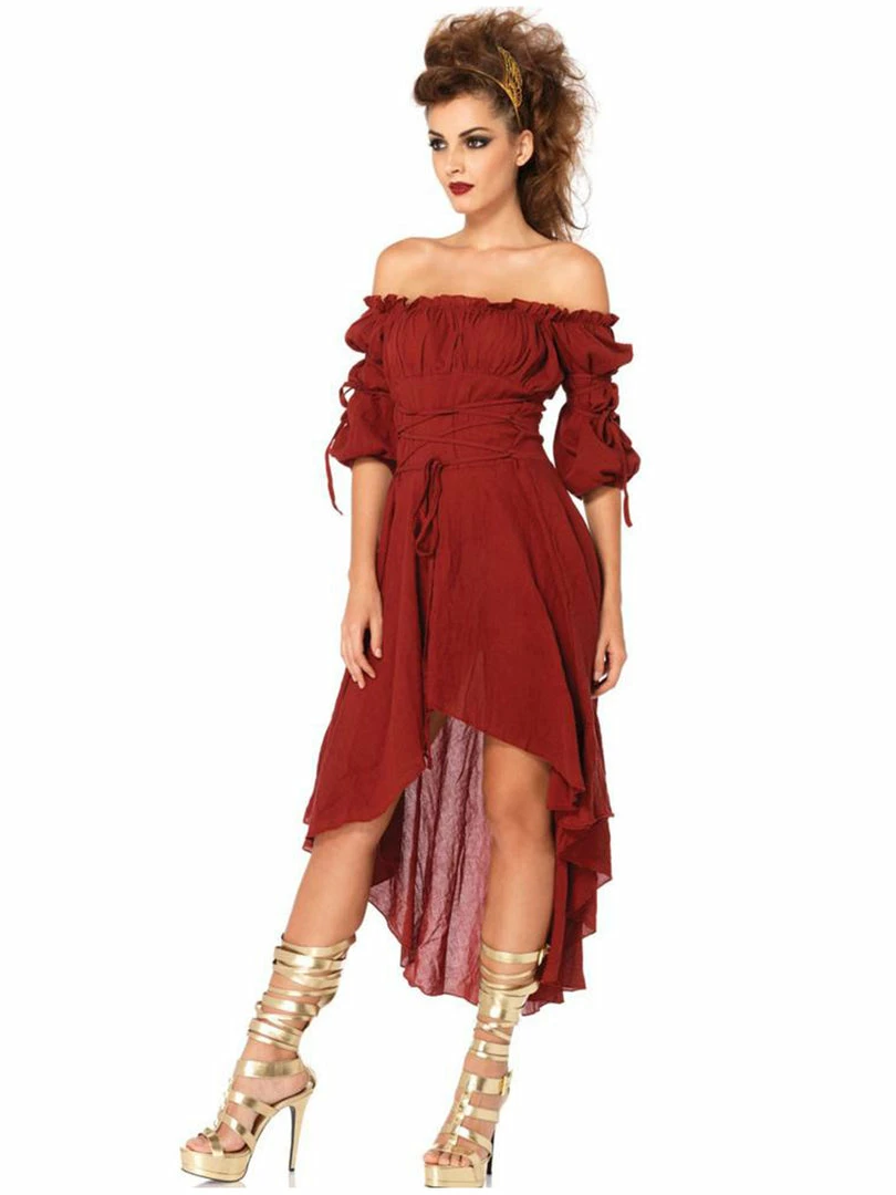 Leg Avenue Gauze Pirate Wench Peasant Dress Burgundy Red 3 Leg Avenue Gauze Pirate Wench Peasant Dress Burgundy Red
