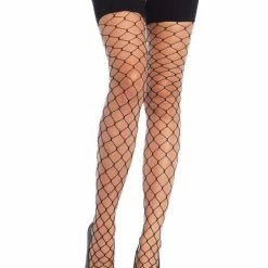Leg Avenue Black Fence Net Thigh Highs