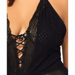 Leg Avenue Dreaming In Slumber Plus Size Lace Up Eyelet Romper 9 Leg Avenue Dreaming In Slumber Plus Size Lace Up Eyelet Romper
