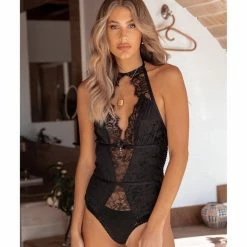 Leg Avenue Mrs President Black Velvet & Eyelash Bodysuit Lingerie