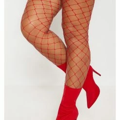 Leg Avenue Festival Favourite Diamond Fishnet Tights In Red Christmas