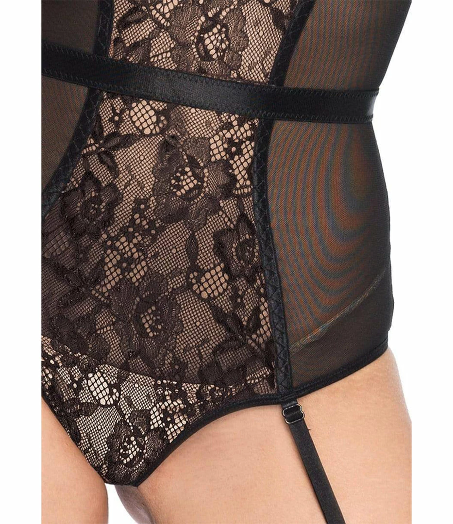 Leg Avenue Lingerie Risky Minx Sheer & Lace Garter Bodysuit 3 Leg Avenue Lingerie Risky Minx Sheer & Lace Garter Bodysuit