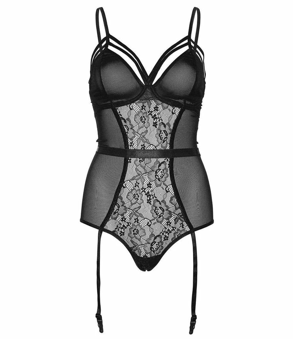 Leg Avenue Lingerie Risky Minx Sheer & Lace Garter Bodysuit 4 Leg Avenue Lingerie Risky Minx Sheer & Lace Garter Bodysuit