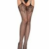 Leg Avenue Starzy Black Sexy Thigh High Fishnet Pantyhose Stockings Suspender Garter Belt Hosiery