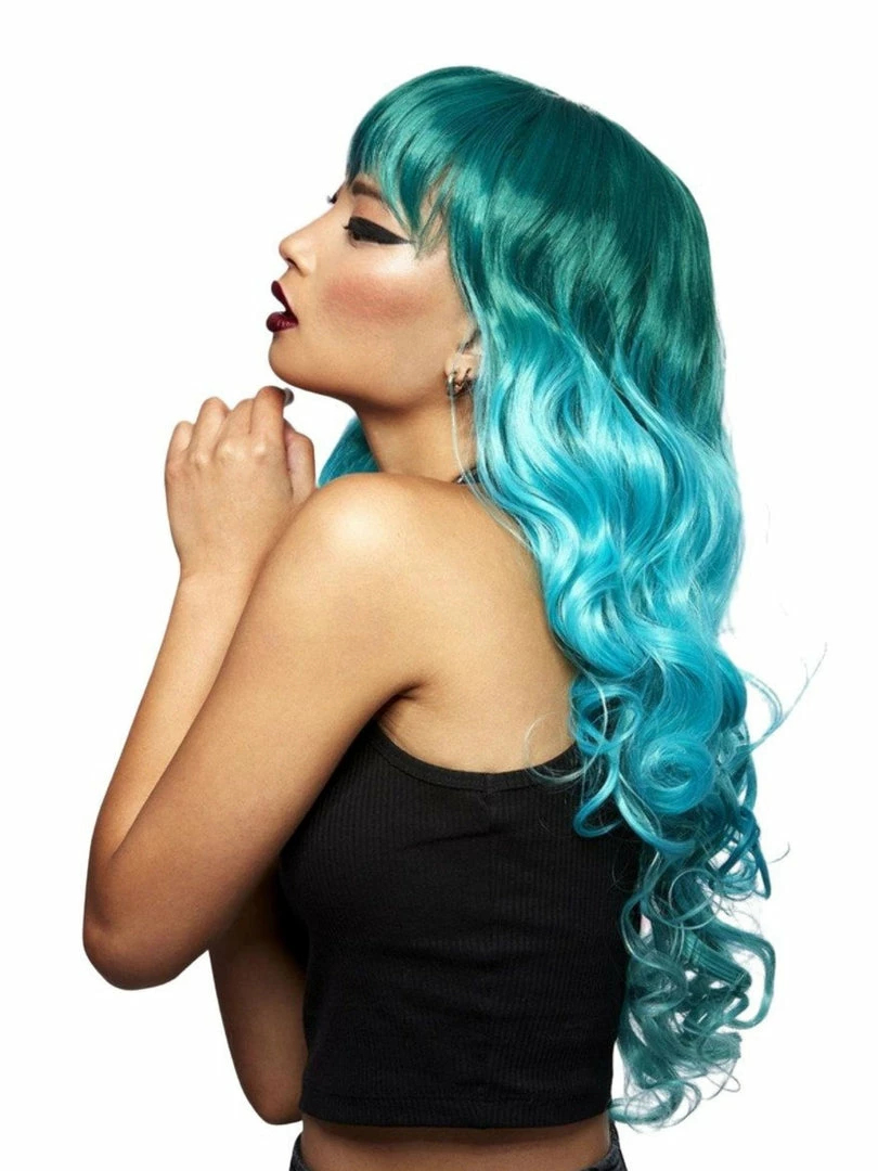 SMIFFYS Long Wavy Ombre Turquoise Mermaid Wig By Manic Panic 2 SMIFFYS Long Wavy Ombre Turquoise Mermaid Wig By Manic Panic