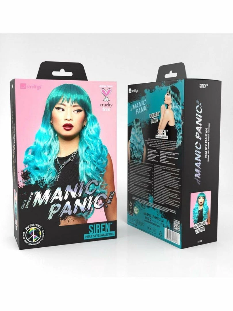 SMIFFYS Long Wavy Ombre Turquoise Mermaid Wig By Manic Panic 5 SMIFFYS Long Wavy Ombre Turquoise Mermaid Wig By Manic Panic