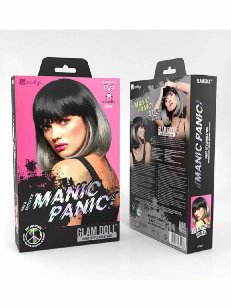 SMIFFYS Manic Panic Glam Doll Grey & Black Ombre Wig Wigs 4 SMIFFYS Manic Panic Glam Doll Grey & Black Ombre Wig Wigs