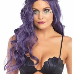 Leg Avenue Womens Long Wavy Purple Mermaid Wig Costumes