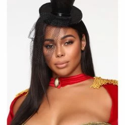 Leg Avenue Mini Black Glitter Top Hat With Veil Costume Accessories