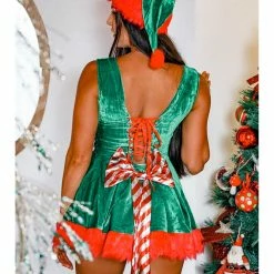 Shop Fortune Costumes Lingerie Santas Little Helper Womens Sexy Elf Costume Dress