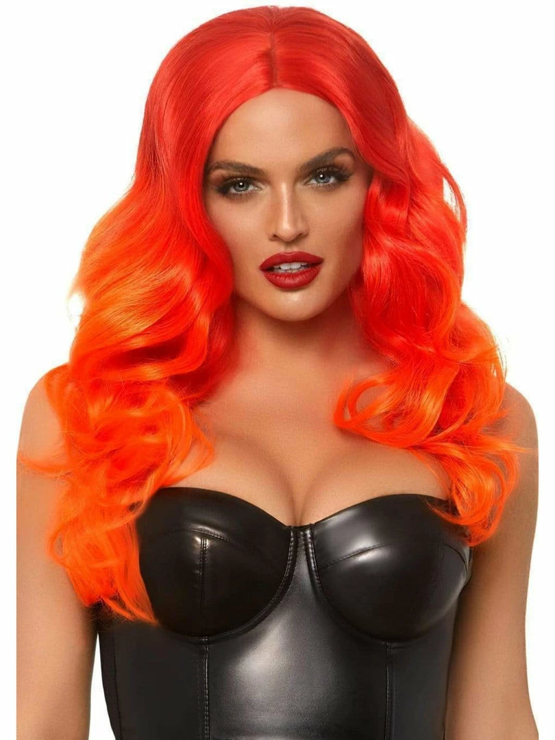 Leg Avenue Orange Ombre Long Wavy Wig 3 Leg Avenue Orange Ombre Long Wavy Wig