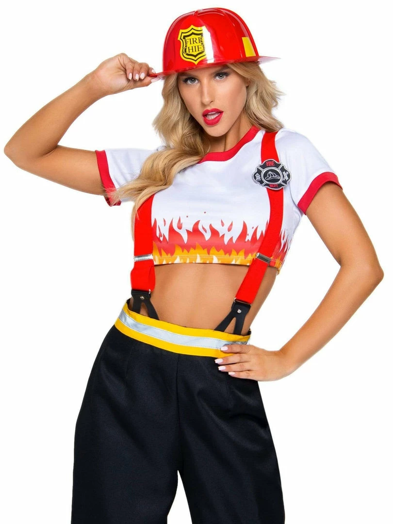 Leg Avenue Costumes Womens 2-Piece Red Hot Firefighter Uniform Costume