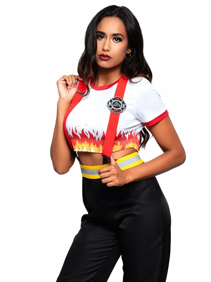 Leg Avenue Costumes Womens 2-Piece Red Hot Firefighter Uniform Costume 6 Leg Avenue Costumes Womens 2-Piece Red Hot Firefighter Uniform Costume