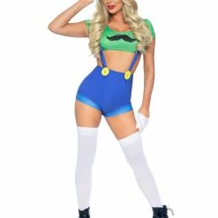 Fortune Sales Store 5 Leg Avenue Costumes Sexy Mario Brothers Gamer Sidekick Luigi Costume