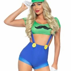Leg Avenue Costumes Sexy Mario Brothers Gamer Sidekick Luigi Costume