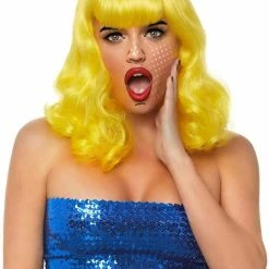 Leg Avenue Yellow Curly Bob Costume Rave Wig