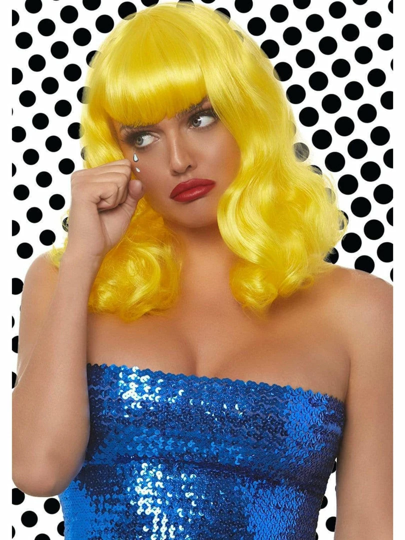 Leg Avenue Yellow Curly Bob Costume Rave Wig 3 Leg Avenue Yellow Curly Bob Costume Rave Wig