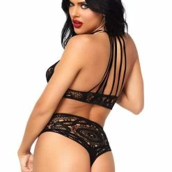 Leg Avenue Lingerie Frenchie Black Crochet Lace 2 PC Crop Top & Panty