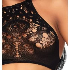 Leg Avenue Lingerie Frenchie Black Crochet Lace 2 PC Crop Top & Panty