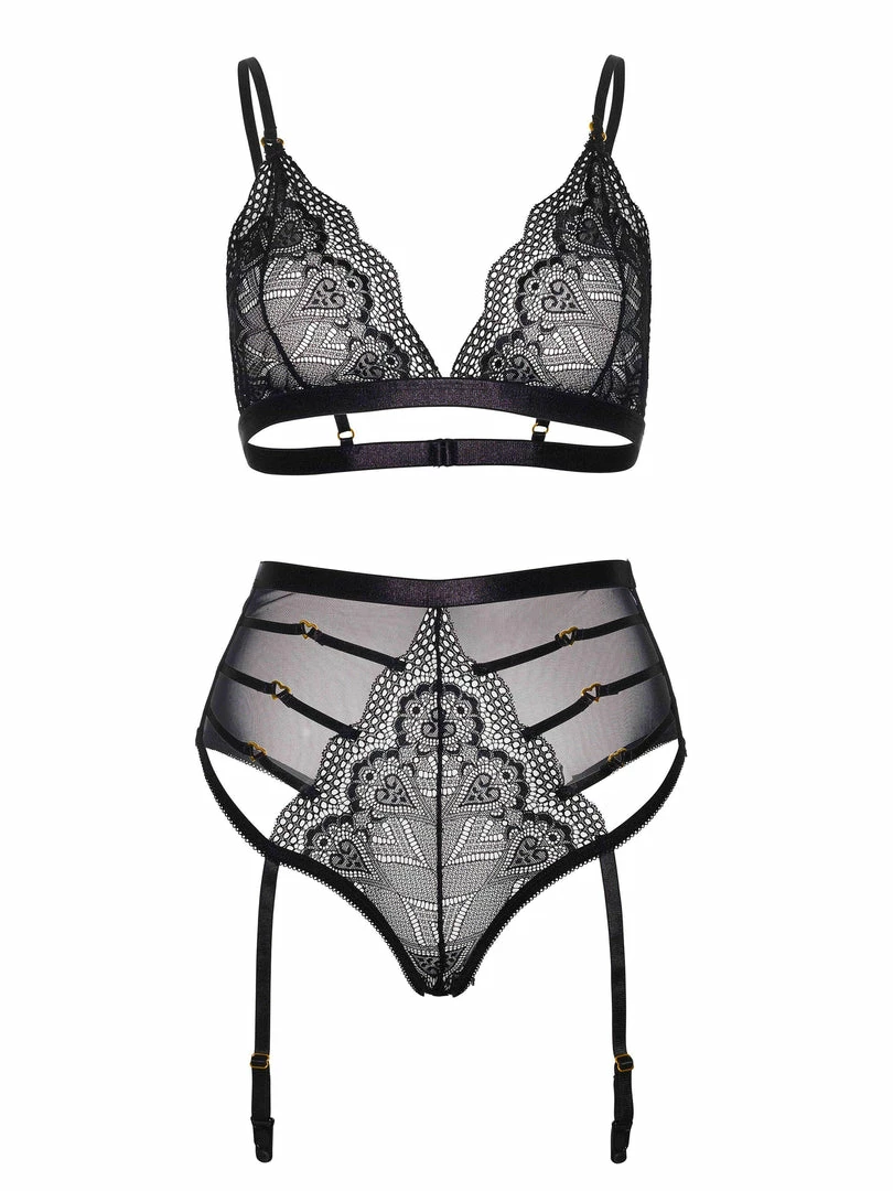 Leg Avenue Yours Tonight 2pc Sweetheart Scalloped Lace Bralette & Panty Set Lingerie 6 Leg Avenue Yours Tonight 2pc Sweetheart Scalloped Lace Bralette & Panty Set Lingerie