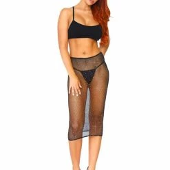 Leg Avenue Club Lights Black Crystalised Fishnet Convertible Tube Dress
