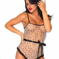 Leg Avenue Starry Eyed Sheer Flocked Star Print Bodysuit