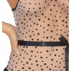 Leg Avenue Starry Eyed Sheer Flocked Star Print Bodysuit
