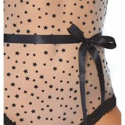 Leg Avenue Starry Eyed Sheer Flocked Star Print Bodysuit