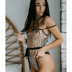 Leg Avenue Starry Eyed Sheer Flocked Star Print Bodysuit