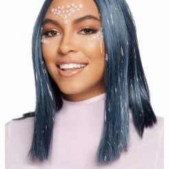 Leg Avenue Midnight Blue Tinsel Long Bob Fashion Wig Costume Accessories