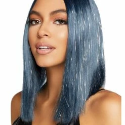Leg Avenue Midnight Blue Tinsel Long Bob Fashion Wig Costume Accessories