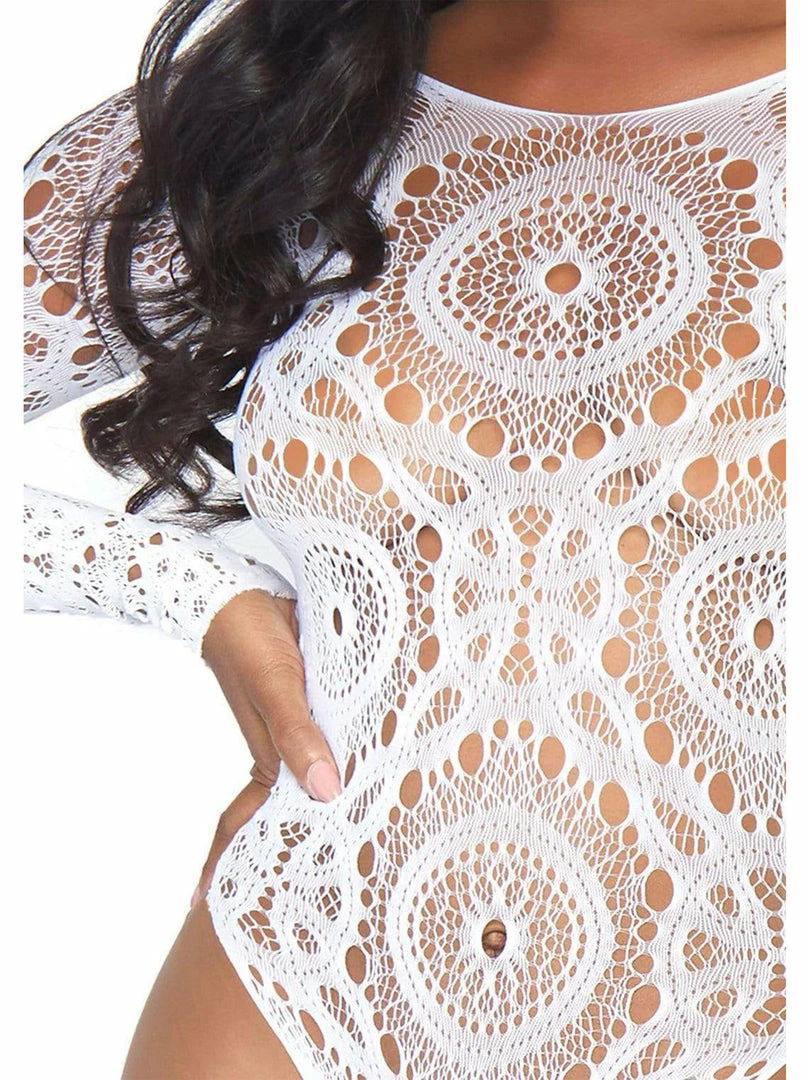 Leg Avenue Dylan White Crochet Lace Bodysuit 4 Leg Avenue Dylan White Crochet Lace Bodysuit